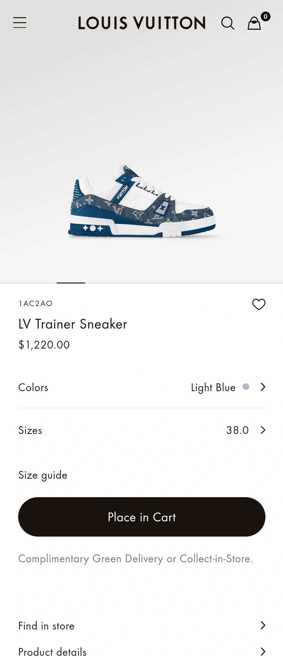 루이비통 1AC2AO LV 트레이너 스니커즈