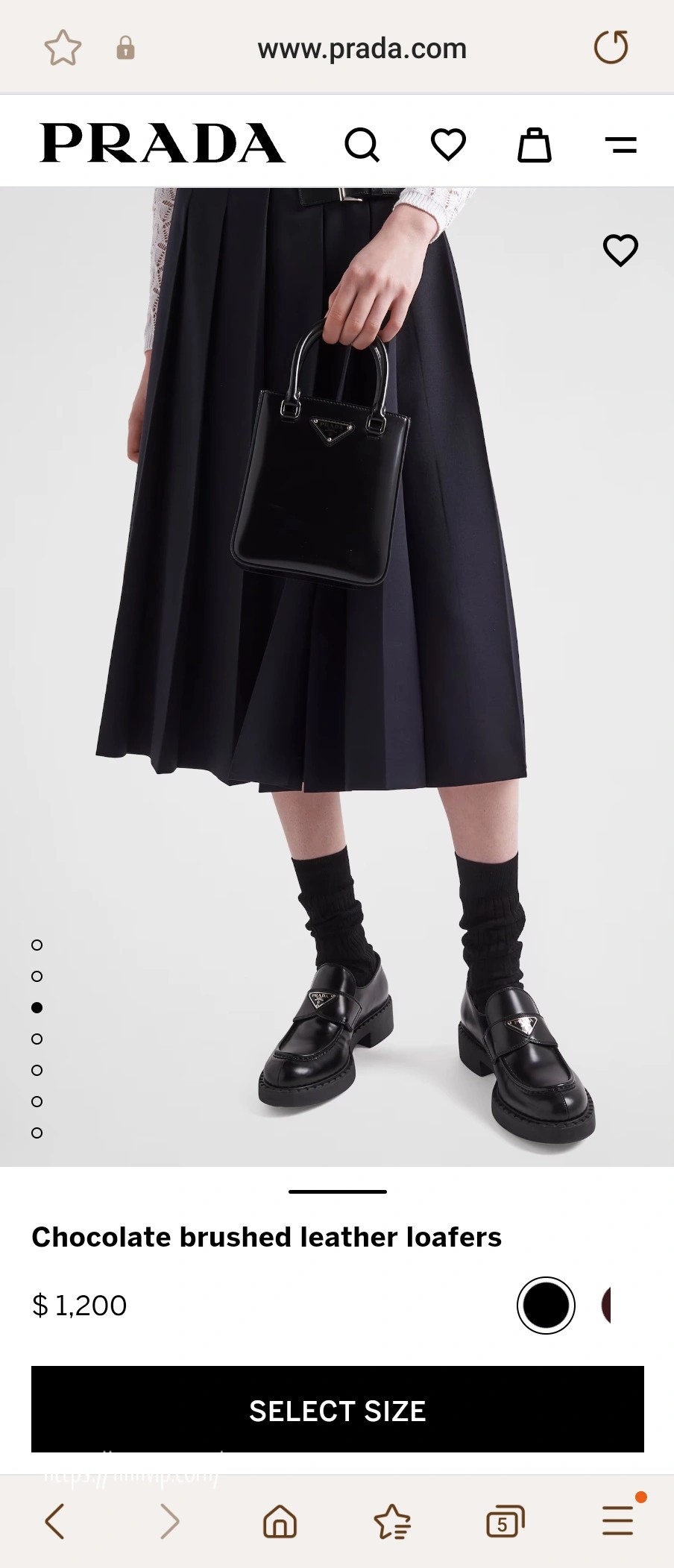 PRADA 초콜릿 브러시드 가죽 로퍼