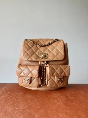 샤넬 듀마 베이지 가죽 백팩