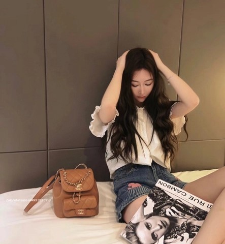 샤넬 스몰 듀마 백팩, 램스킨, 골드톤 메탈, 베이지