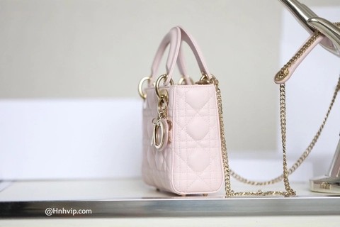 MINI LADY DIOR 백 클라우드 핑크 까나쥬 양가죽