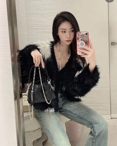 디올 레이디 디올 밀리 미니 블랙 까나쥬 램스킨 50981ONMJ
