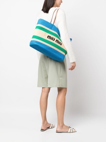 미우 미우 직조 토트백 5BG228_2DO3_F075U_V_OOO 베이지/연한 파란색 M1