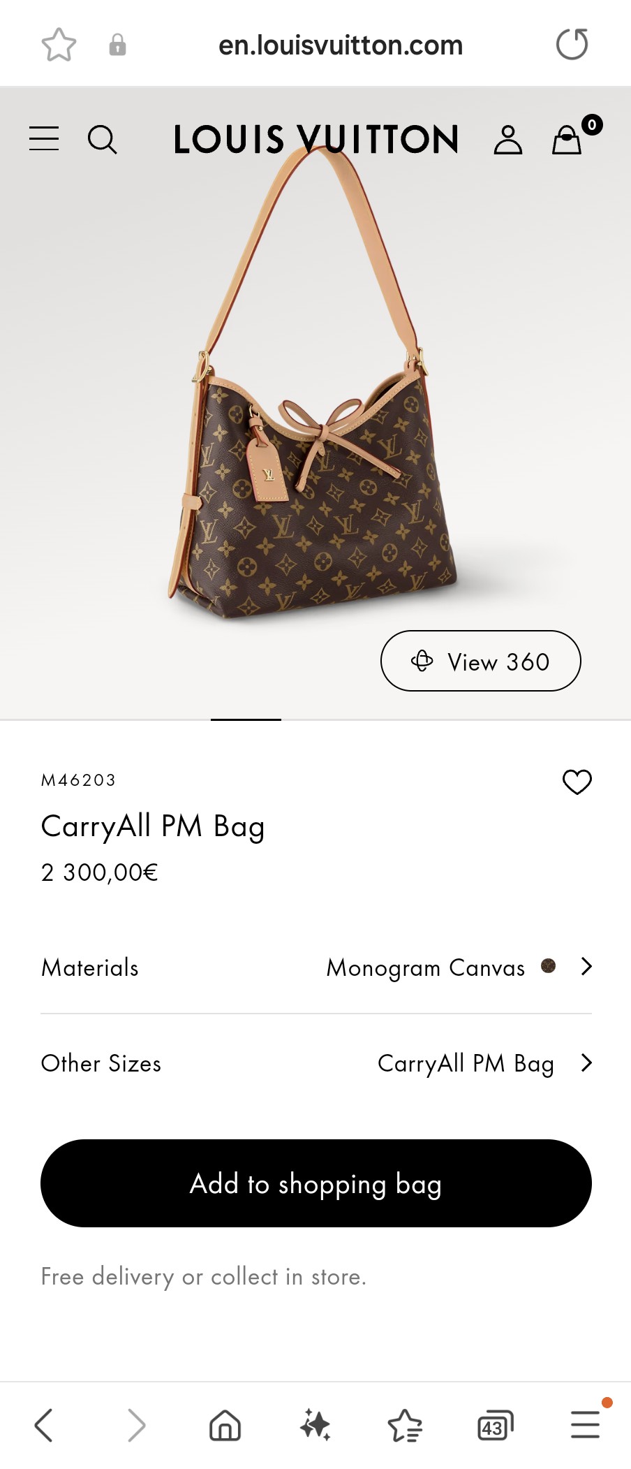 루이비통 M45985 다이앤 사첼백