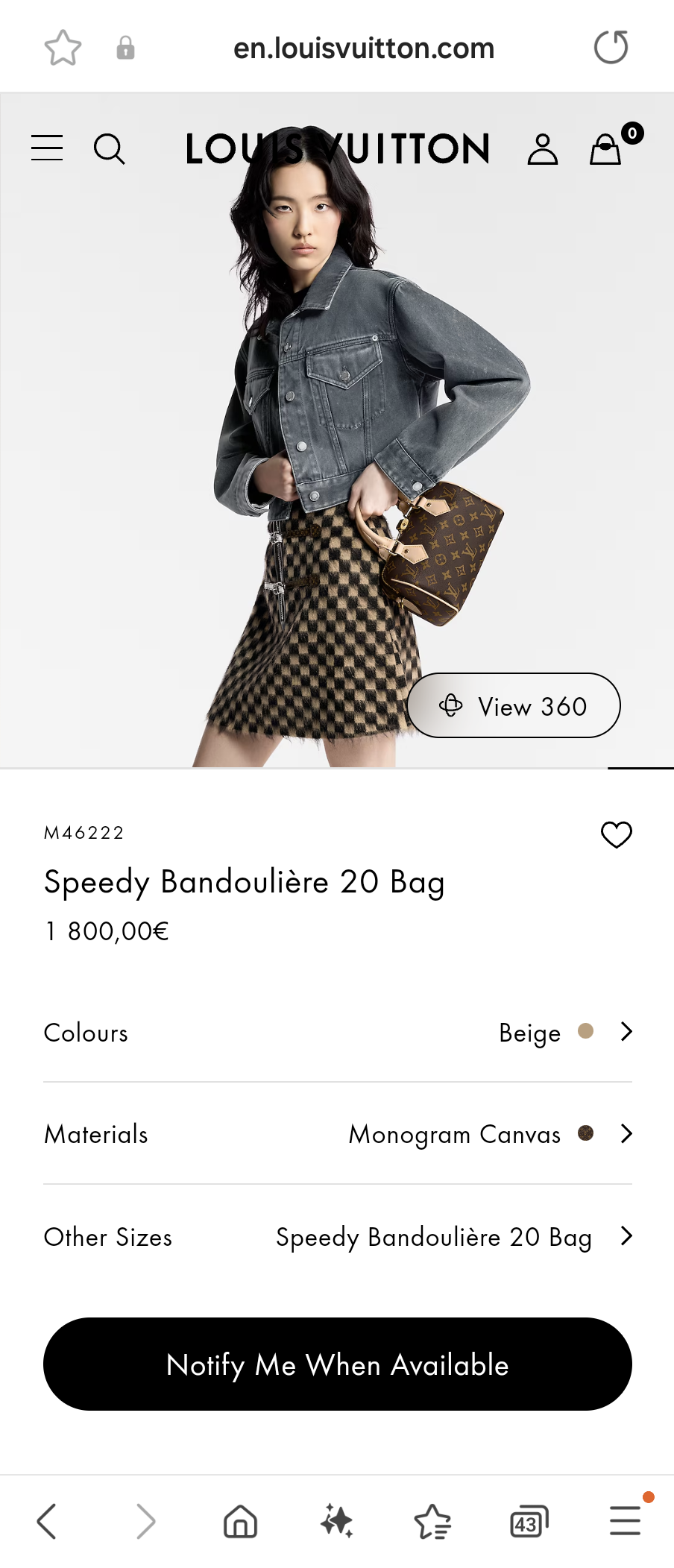 루이비통 M46222 스피디 반둘리에 20 백