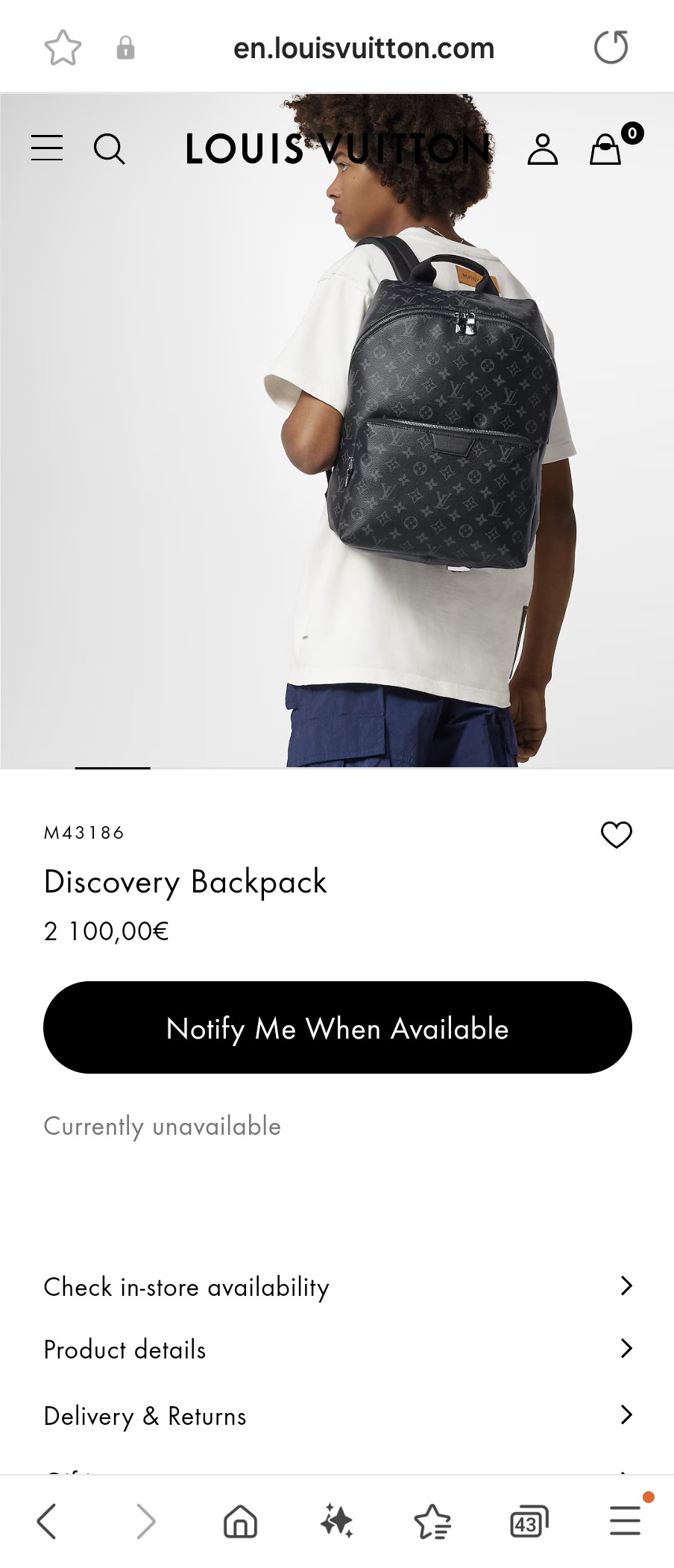 루이비통 M43186 디스커버리 백팩