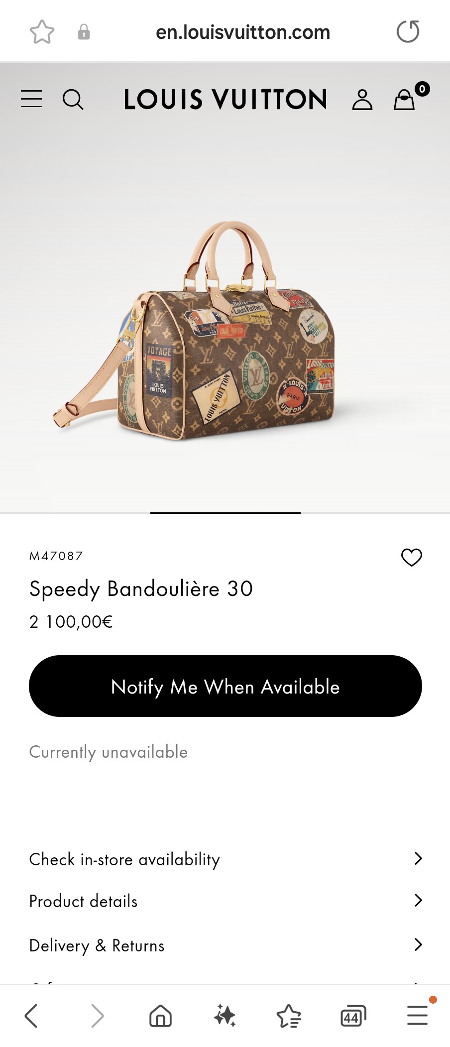 루이비통 M47087 스피디 반둘리에 30 LV1