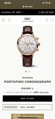 IWC IW391025 포르토피노 크로노그래프