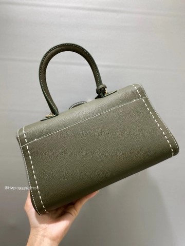Delvaux Brillant PM Surpiqué 그레인 송아지 가죽 카키