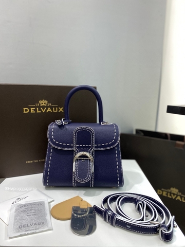Delvaux Brillant Mini Surpiqué 그레인 송아지 가죽 블루