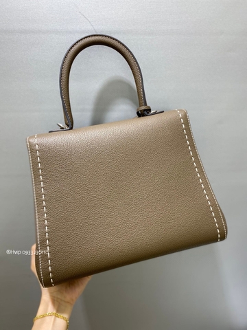 Delvaux Brillant MM Surpiqué 그레인 송아지 가죽 그리 에투프