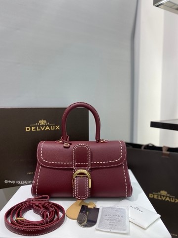 Delvaux Brillant PM Surpiqué 그레인 송아지 가죽 보르도