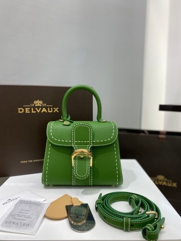 Delvaux Brillant Mini Surpiqué 그레인 송아지 가죽 그린