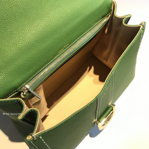 Delvaux Brillant MM Surpiqué 그레인 송아지 가죽 그린