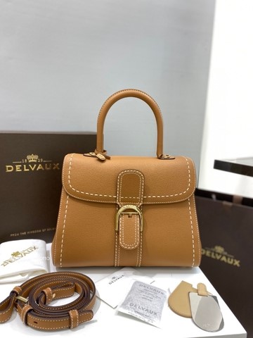 Delvaux Brillant MM Surpiqué 그레인 송아지 가죽 아이보리