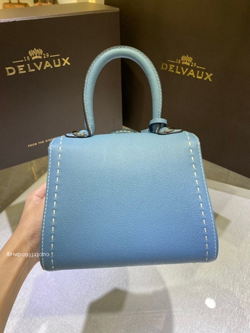 Delvaux Brillant Mini Surpiqué 그레인 송아지 가죽 클라우드 블루