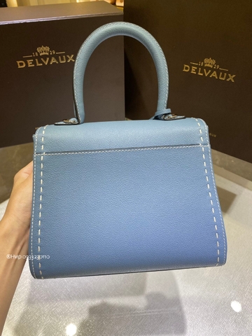 Delvaux Brillant PM Surpiqué 그레인 송아지 가죽 클라우드 블루