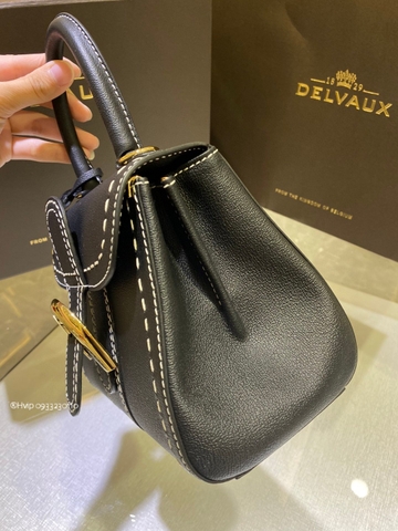 Delvaux Brillant Mini Surpiqué 그레인 송아지 가죽 블랙