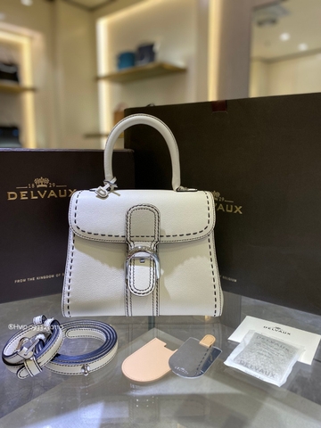Delvaux Brillant PM Surpiqué 그레인 송아지 가죽 화이트