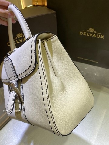 Delvaux Brillant PM Surpiqué 그레인 송아지 가죽 화이트