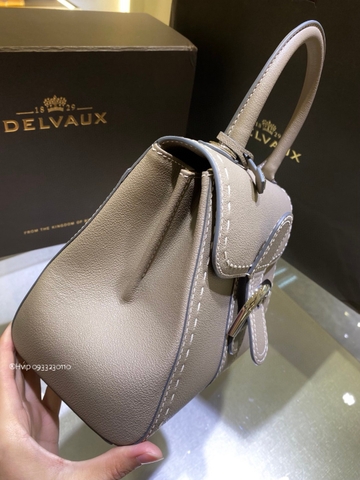 Delvaux Brillant MM Surpiqué 그레인 송아지 가죽 Tourterelle I - 아이보리