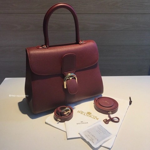 Delvaux Brillant MM 로데오 송아지 가죽 로즈우드
