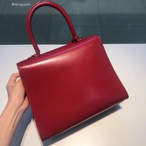 Delvaux Brillant MM 박스 카프 와인